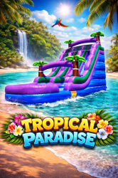 18FT Tropical Paradise Water Slide Dual Lane Wet/Dry
